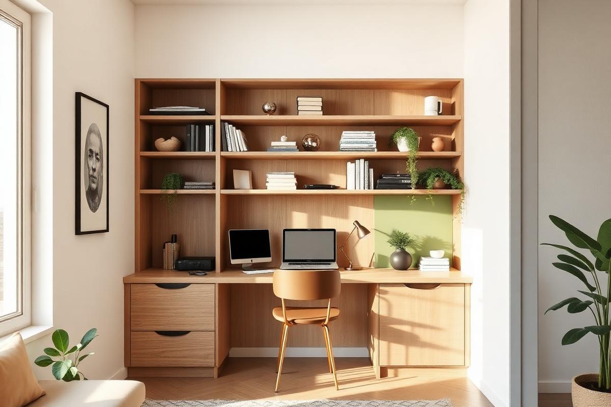 Home office planejado em espaço compacto
